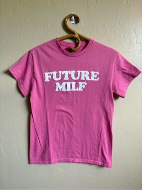 Future Milf Pink White Graphic Tee T-Shirt 100% Cotton Size Small Hot Topic